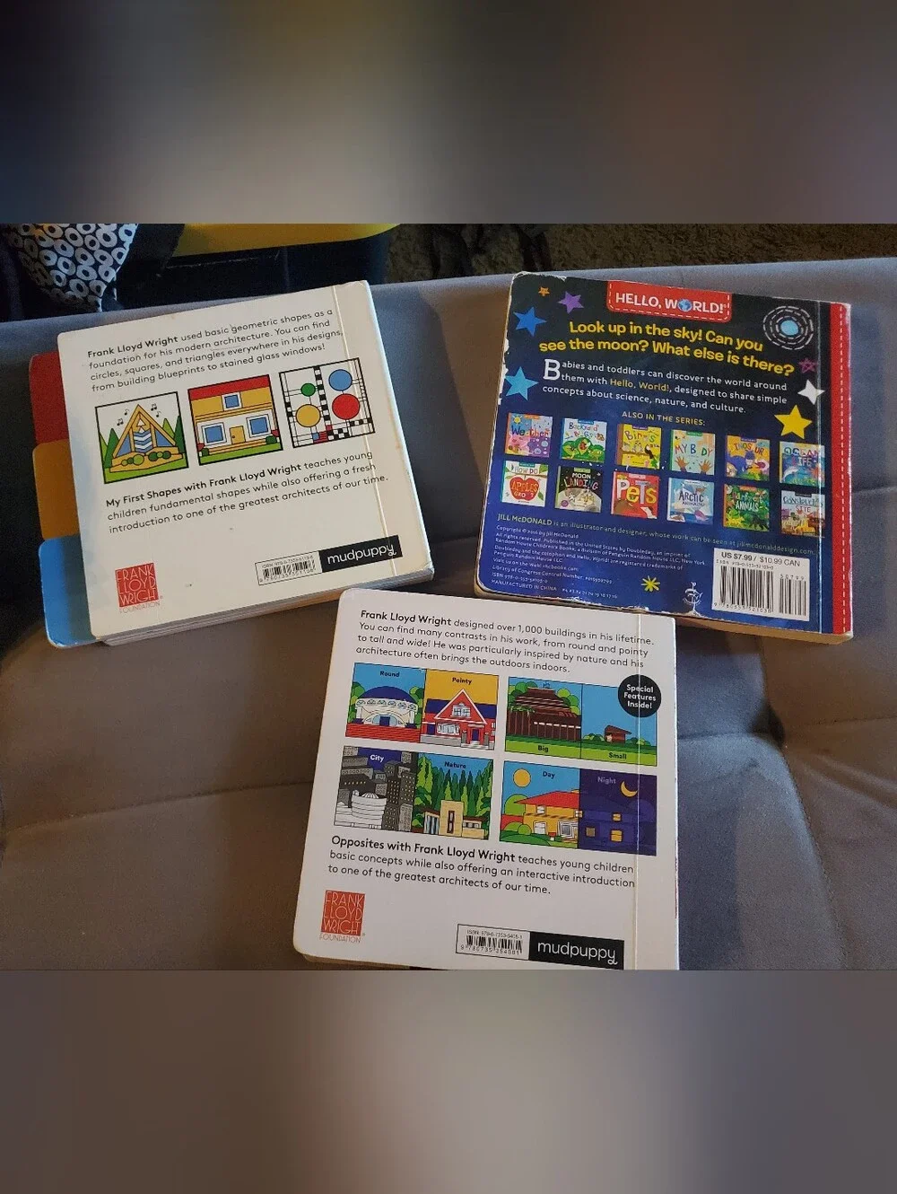 Bundle of 3 baby/toddler cardboard books- Frank Lloyd Wright + Solar System